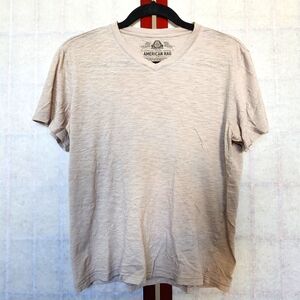 American Rag Beige/cream V-neck short-sleeved tee shirt. Men's size S.